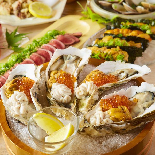 【豐橋地區第一家創意海鮮吧】生牡蠣、痛風牡蠣、濱燒等無限暢飲套餐3,500日圓起！