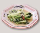 Stir-fried green vegetables and garlic over high heat