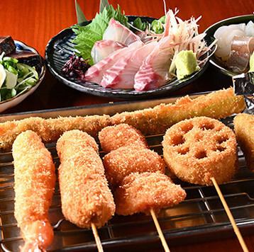 お野菜、お肉、お魚の創作串たくさんあります！刺身も絶品