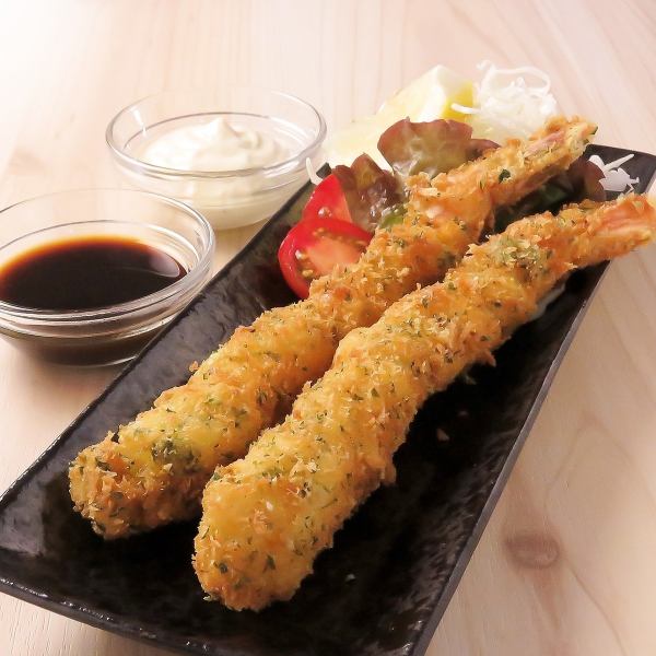 【晚餐时间】稍大的炸虾（2只）1,430日元（含税）