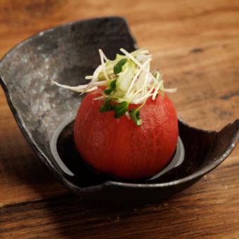 Whole tomatoes marinated in dashi broth