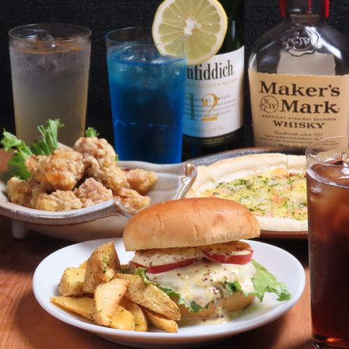 【ランチや昼飲みのに最適◎】ジューシーなパティが堪らない♪”CASK自慢のハンバーガー”880円(税込)～