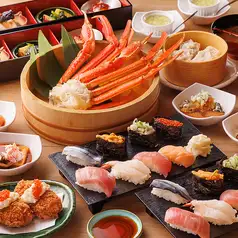 9/15~【錦秋コース】6,000円(税込6,600円)贅沢特大本ズワイ蟹2L+蟹と2種のさんま丼も選べる!