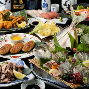 冬宴会【山茶花(さざんか)】活〆旬魚造りや牛タン葱焼き、あんこう唐揚げ等《120分飲み放題付》