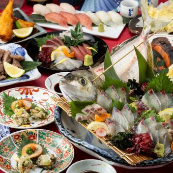 冬宴会【柊(ひいらぎ)】活〆旬魚造りやお造り、ふぐ唐揚げや牛タン葱焼き等《120分飲み放題付》