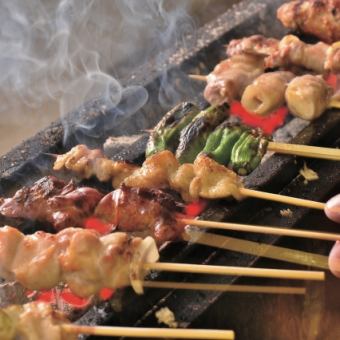 [All-you-can-eat yakitori platter] All-you-can-eat yakitori platter + 6 items + 120 minutes all-you-can-drink including premol → 4500 yen