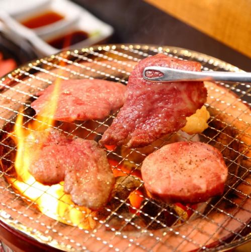 Authentic Japanese beef charcoal grilled meat with Shichirin