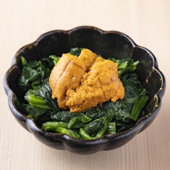 ウニとほうれん草のバター炒め