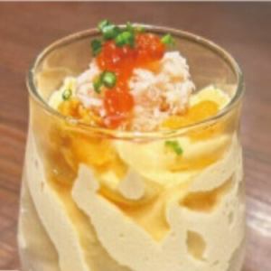 Sea urchin mousse with sea urchin, crab and salmon roe