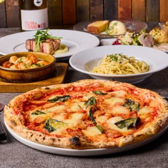 【LIGHT】自慢の窯焼きピッツァ＆パスタ付き!!肉料理も堪能♪【8品5,000円】120分制飲み放題付き