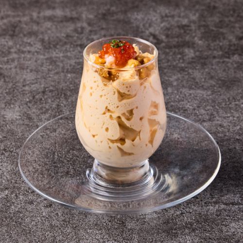 Sea urchin mousse with sea urchin, crab and salmon roe