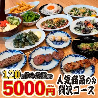 包含120分鐘暢飲：精選人氣菜豪華套餐（共14道菜） - 5,000日圓