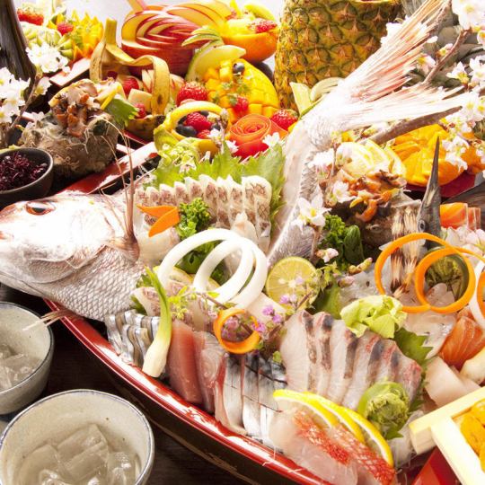 【宴コース】選べるメイン4種　3時間　牛豚馬、鮮魚3種　馬刺し 11品　飲み放3h♪→4500円