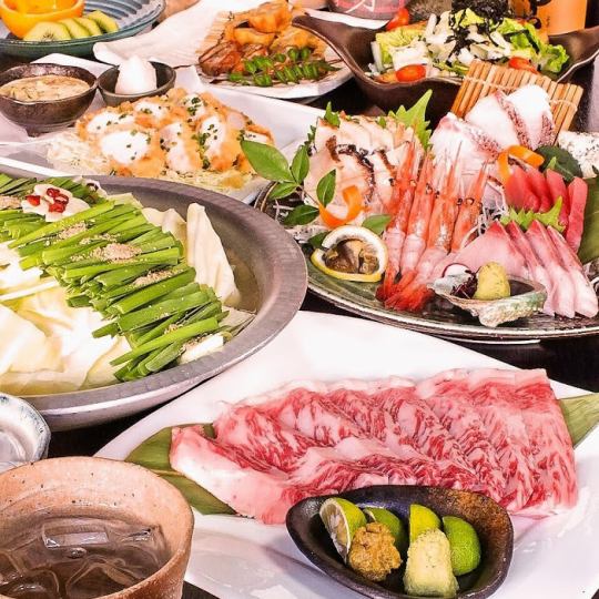【豪華絢爛コース】メイン4種　明太子、蟹、鮮魚3種、馬刺し　無制限飲放題　13品♪→5000円