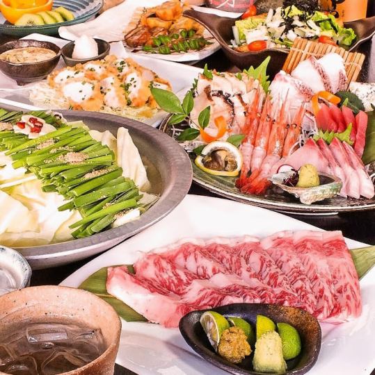 【豪華絢爛コース】メイン4種 明太子、蟹、鮮魚3種、馬刺し 無制限飲放題 13品♪→5000円