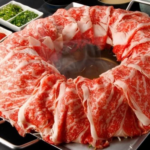 用高级上州和牛的涮锅和寿喜烧火锅来结束您的季节性宴会！