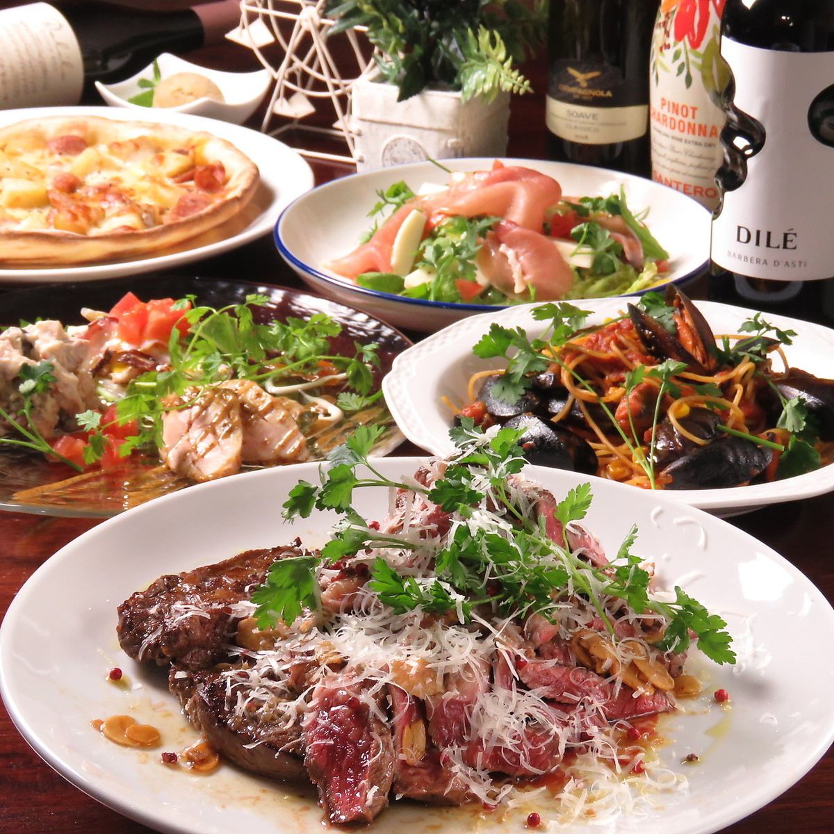 Authentic Italian lunch including appetizers, pasta and dessert starts from 1,375 yen