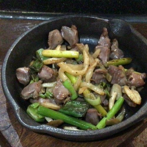 砂肝とザーサイの塩炒め