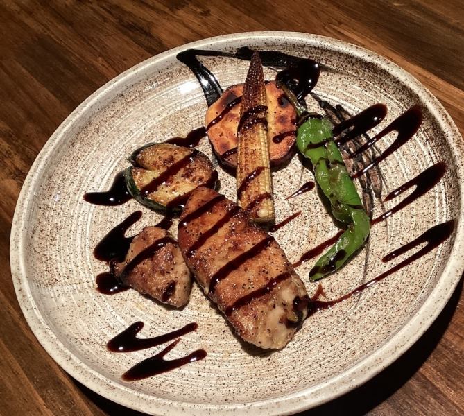 フォアグラのソテーと焼き野菜