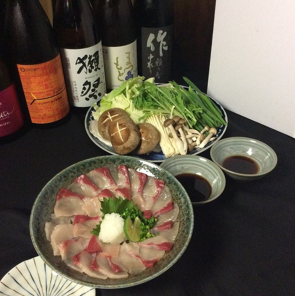 大人気ブリしゃぶコースは飲み放題付4500円と大変お得です