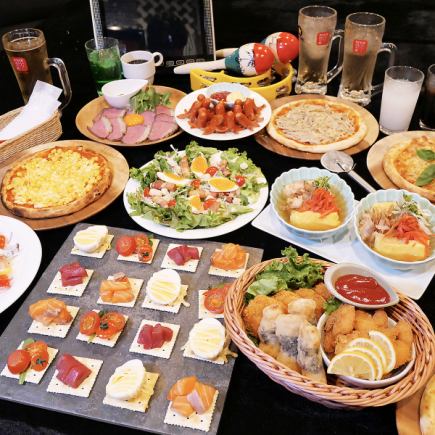 【3時間歌い放題飲み放題×2時間ピザ食べ放題♪】黒毛和牛ローストビーフなど全12品◆税込5800円