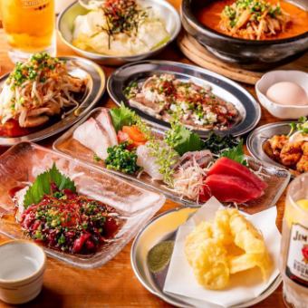 [Includes 3 hours of all-you-can-drink] Luxury course 5,900 yen including assorted sashimi purchased that day and horse meat from Kumamoto Prefecture