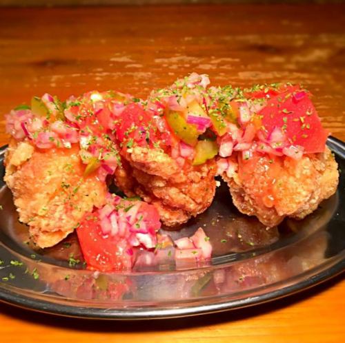 Yuzu's specialty! Deep-fried peach bird Momo! [Spicy salsa] 3 pieces