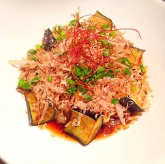 Domestic Toro Toro beef and fried eggplant grated ponzu