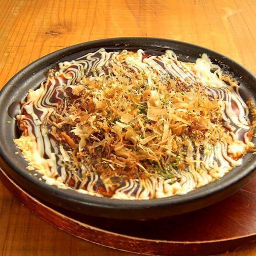 Okonomiyaki-style fluffy egg with pork and cabbage