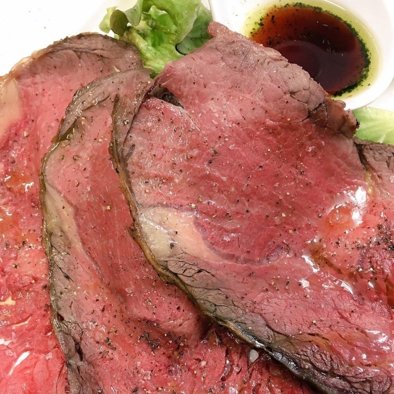 "Japanese style!" Sliced roast beef with wasabi soy sauce
