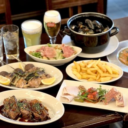 【ご褒美プラン】本格メイン料理2種！！料理豪華7品コースに樽生ベルギービール3種含む飲み放題