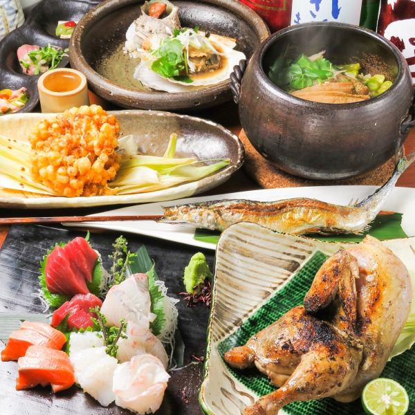 [For a year-end party!] All-you-can-drink for 2 and a half hours of 9 dishes including seasonal fresh fish robatayaki and our signature robatayaki ⇒ 5,000 yen