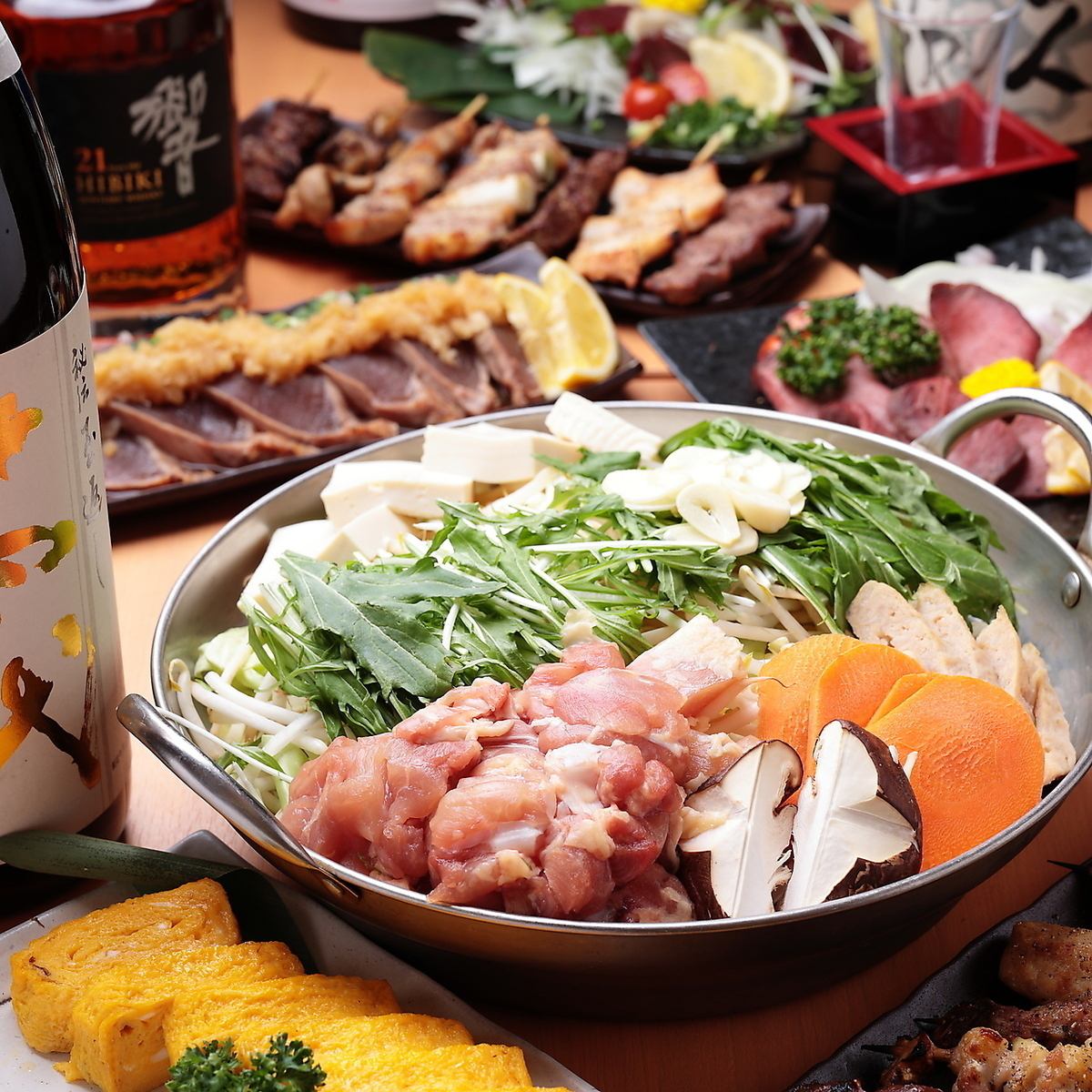 【幹事様必見】特選炭火焼き鳥含む全5品×2H飲み放題⇒2980円♪