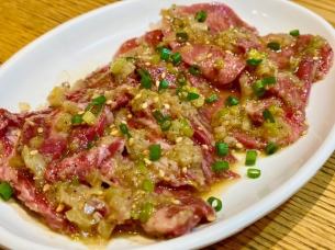 Beef tongue with green onion salt sauce and skirt steak
