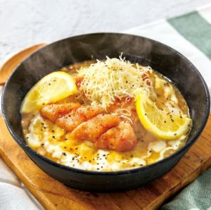 Refreshing lemon doria with aged cod roe and grilled chicken