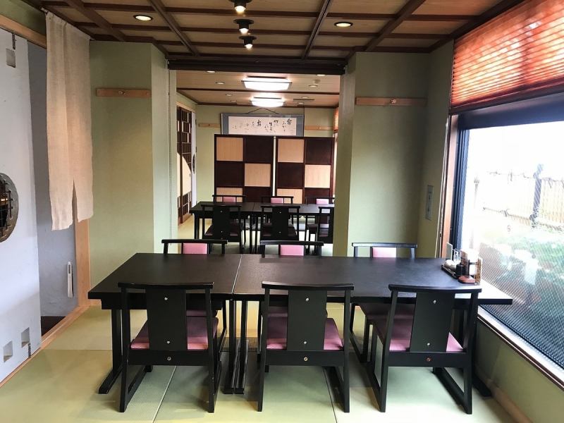 There is also a semi-private room with a table between the tatami mats.