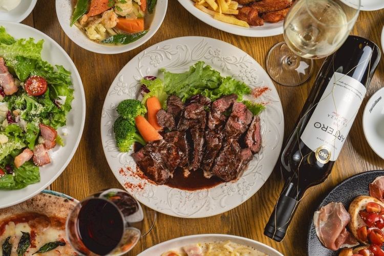 【忘年会】牛ハラミステーキを含む全8品120分飲み放題付 冬コース スタンダード5500円(税込)