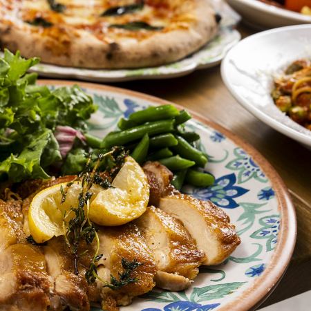 【6～8月】鶏もも肉のグリル　含む全7品120分飲放題付◆夏コースカジュアル4000円(税込)