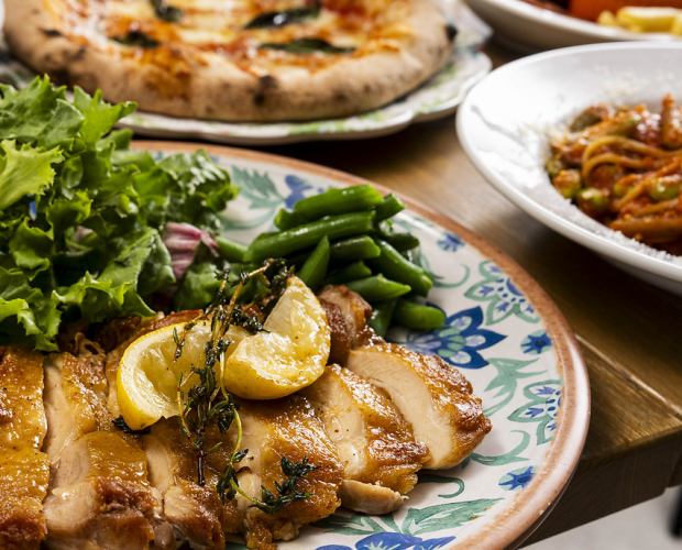 【6～8月】鶏もも肉のグリル　含む全7品120分飲放題付◆夏コースカジュアル4000円(税込)