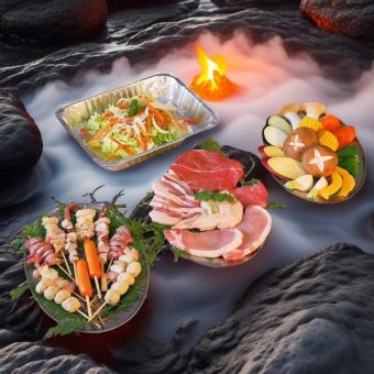 【鶏コース◆BBQ！】焼き鳥串盛合わせ5種、ソーセージ、手羽先など全11品⇒4800円(税込)