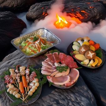 【黒毛和牛A5コース◆BBQ！】A5和牛、地元産のさくらポーク2種など全12品⇒7800円(税込)