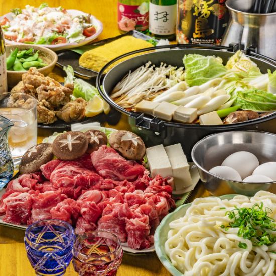 Sukiyaki/motsunabe/oden course is 5,000 yen! (with all-you-can-drink for 120 minutes)