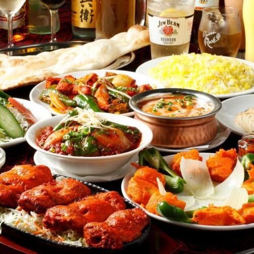 Party course ☆ "Chicken Tikka" and "Cheese Naan" that go great with alcohol! 2 hours all-you-can-drink from 4,700 yen