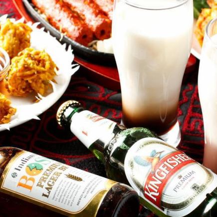 2時間飲み放題付★パーティコース★全9品2Hナン・ライス・カレー食べ放題4700円