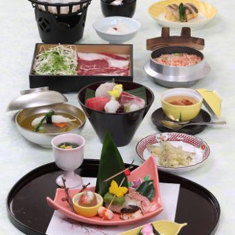 迷你怀石料理【牛肉涮锅】“Keyaki” ◇ 共 10 道菜 ◇ 6,500 日元（含税和服务费）