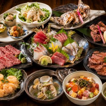 【３H飲放付】”伊万里牛”食べ比べ×車海老含む自慢の海鮮尽くし『蒼雫』全10品6920円⇒6000円