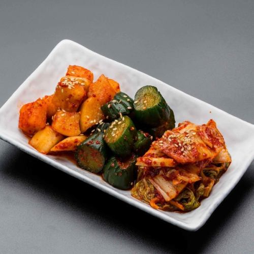 Assortment of 3 types of kimchi