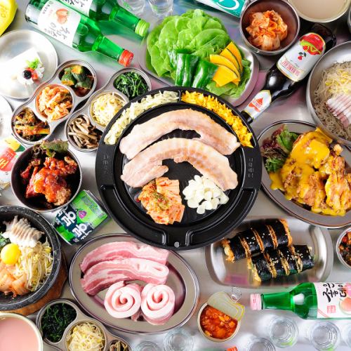 1天3组[12:00~17:00只吃午餐] 参鸡和韩国料理 140多道菜任吃，2小时3000日元无限畅饮