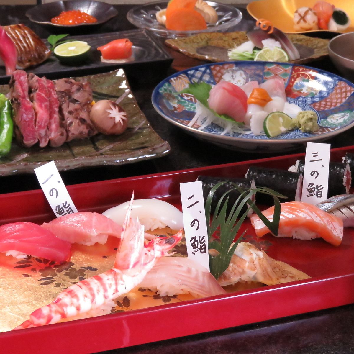 Sushi with fresh fish is recommended.We prepare abundant a la carte from Kaiseki course ◎