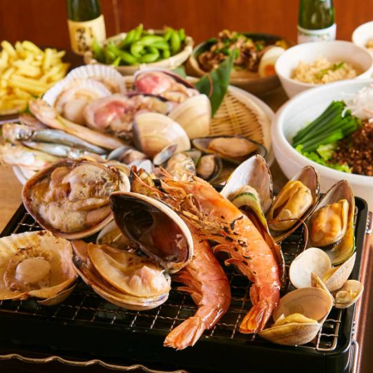 [Everyone enjoys a beach barbecue!] Shrimp, scallops, and more! Seafood beach barbecue course <120 minutes all-you-can-drink> 5,500 yen ⇒ 4,500 yen